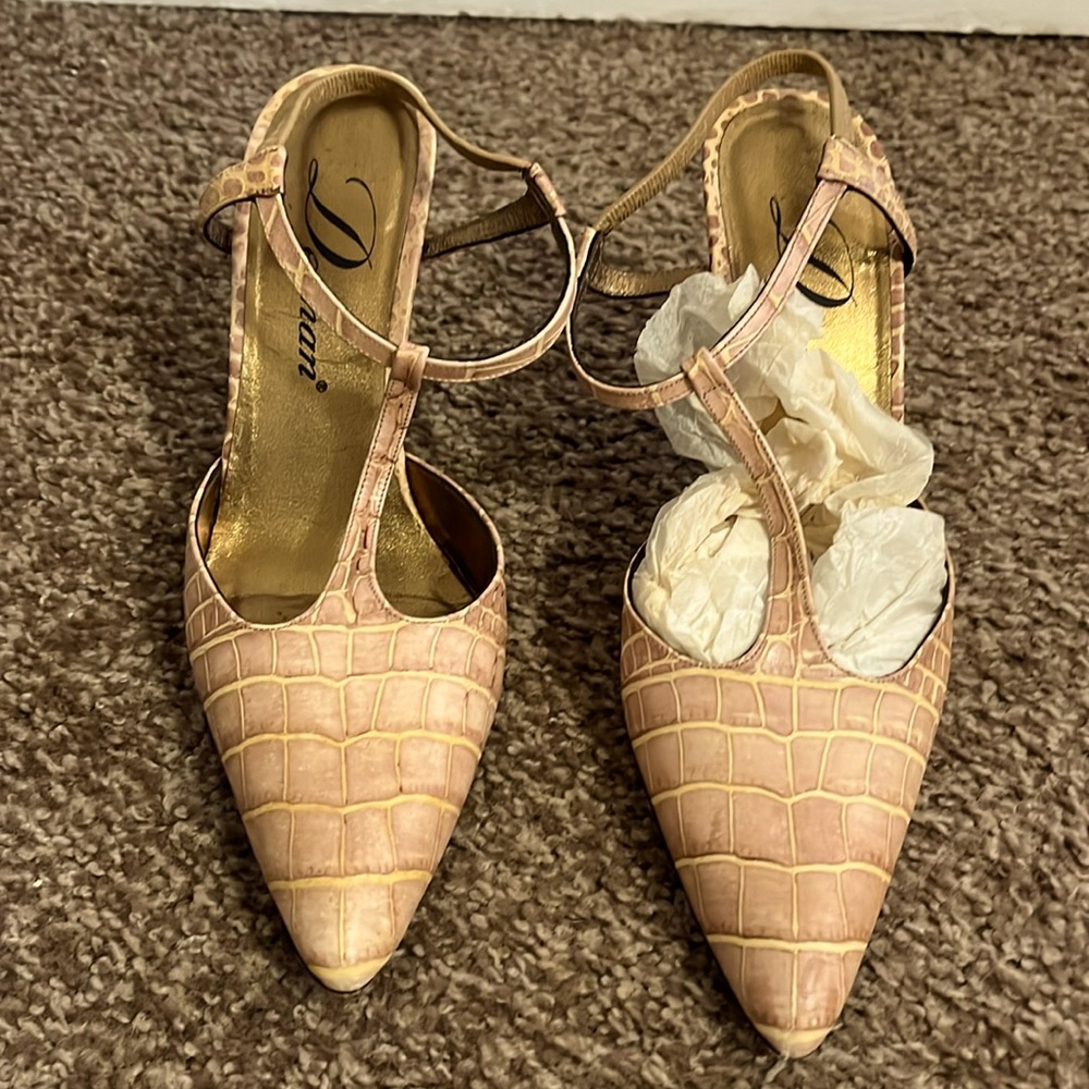 Delman cream heels